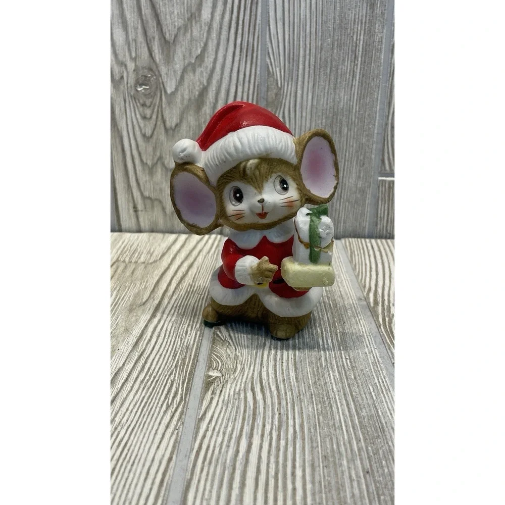 Vintage #5405 Homco Christmas Mice Figurines Ceramic Holiday Decor